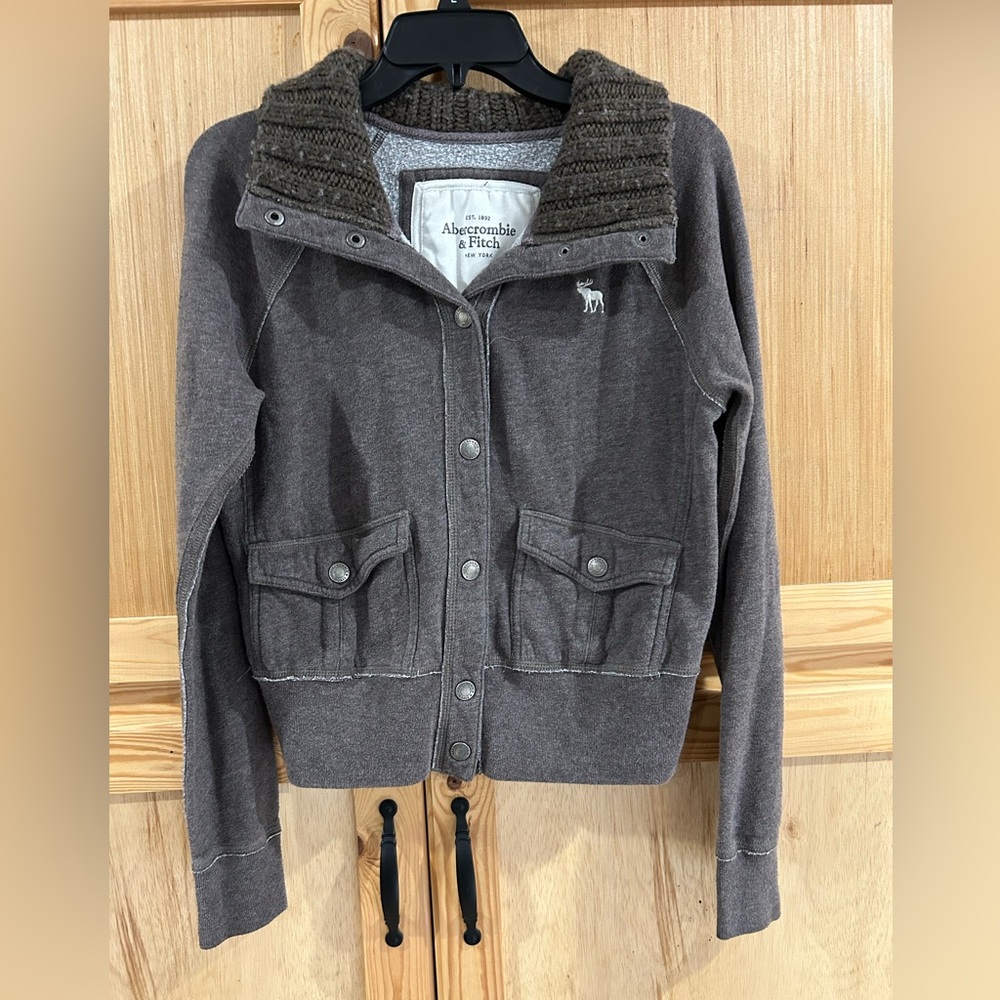 Abercrombie & Fitch Women's Wool Knit Blend Bomber Jacket Sz L